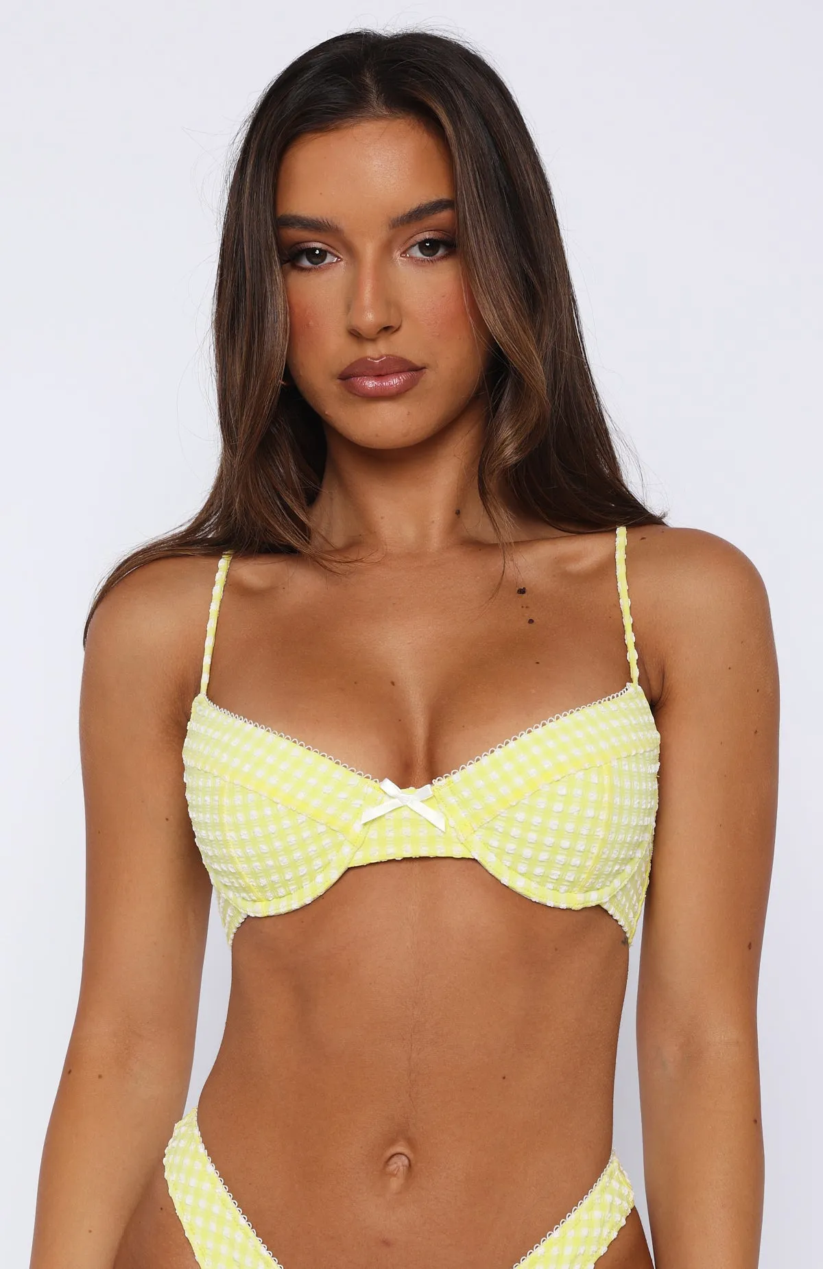 Beachside Bikini Top Yellow Gingham sold by White Fox Boutique product image thumbnail 2