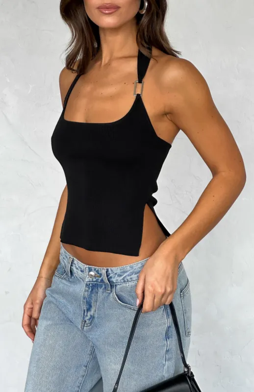 You're On Your Own Halter Top Black sold by White Fox Boutique
