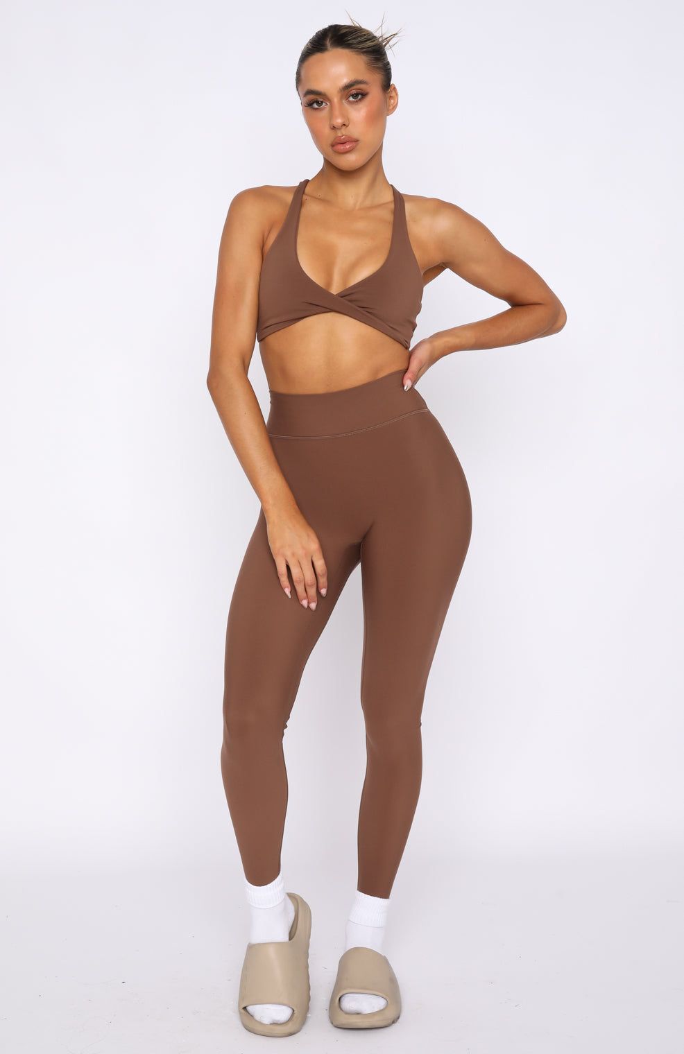 High Definition Sports Bra Chocolate sold by White Fox Boutique product image thumbnail 5