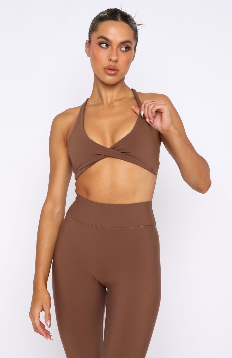 High Definition Sports Bra Chocolate sold by White Fox Boutique product image thumbnail 2