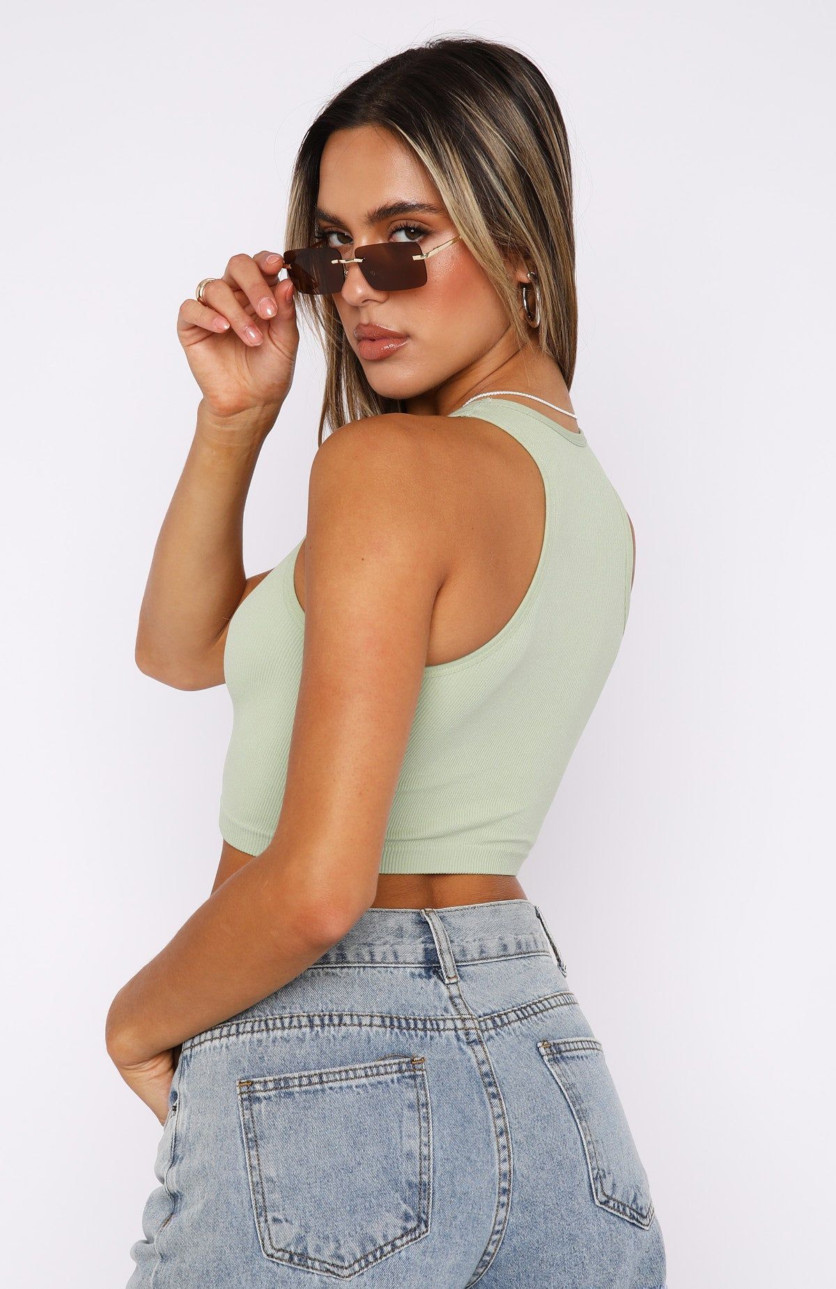 Your Vibe Seamless Tank Sage sold by White Fox Boutique product image thumbnail 4