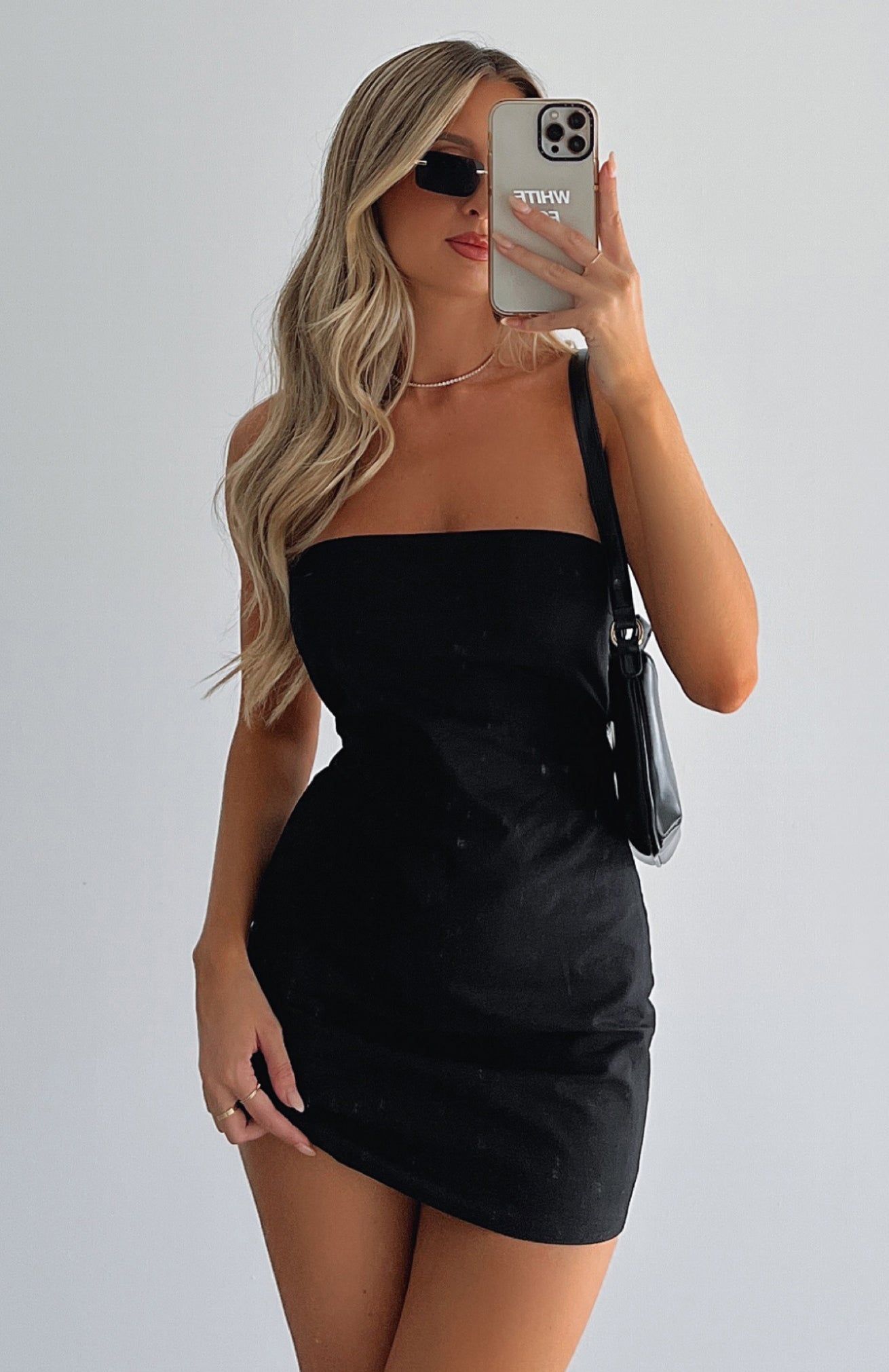Try Your Luck Strapless Mini Dress Black sold by White Fox Boutique