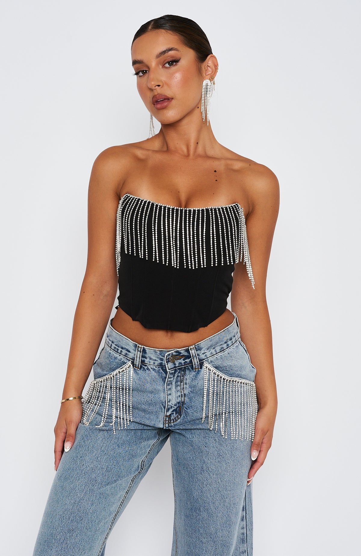 The Sweetest Thing Diamante Bustier Black sold by White Fox Boutique product image thumbnail 2