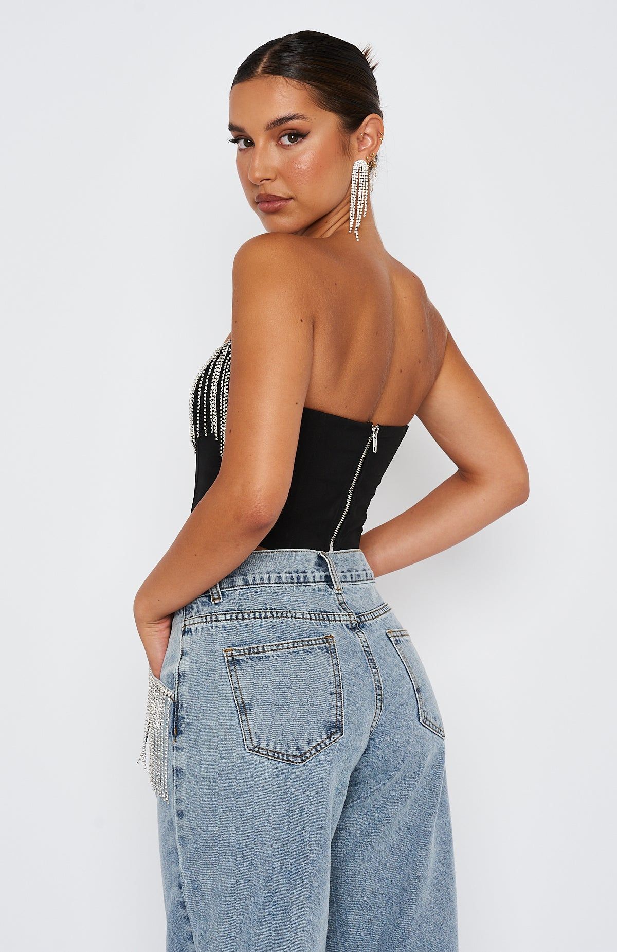 The Sweetest Thing Diamante Bustier Black sold by White Fox Boutique product image thumbnail 4