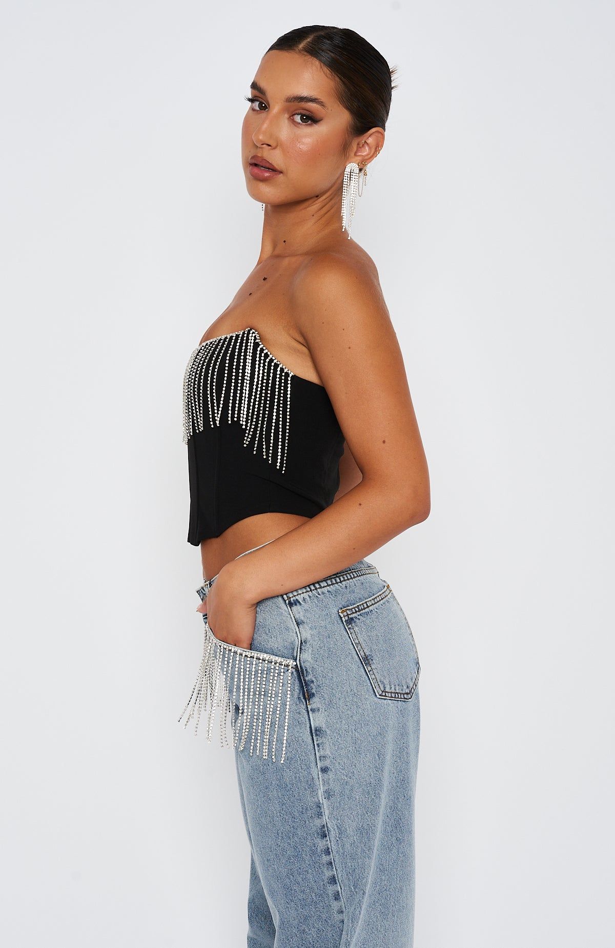 The Sweetest Thing Diamante Bustier Black sold by White Fox Boutique product image thumbnail 3