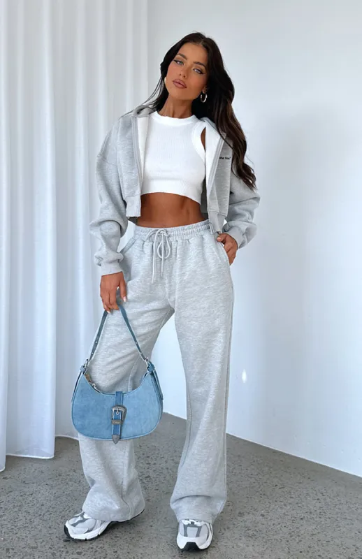 Stick With Me Wide Leg Sweatpants Grey Marle sold by White Fox Boutique