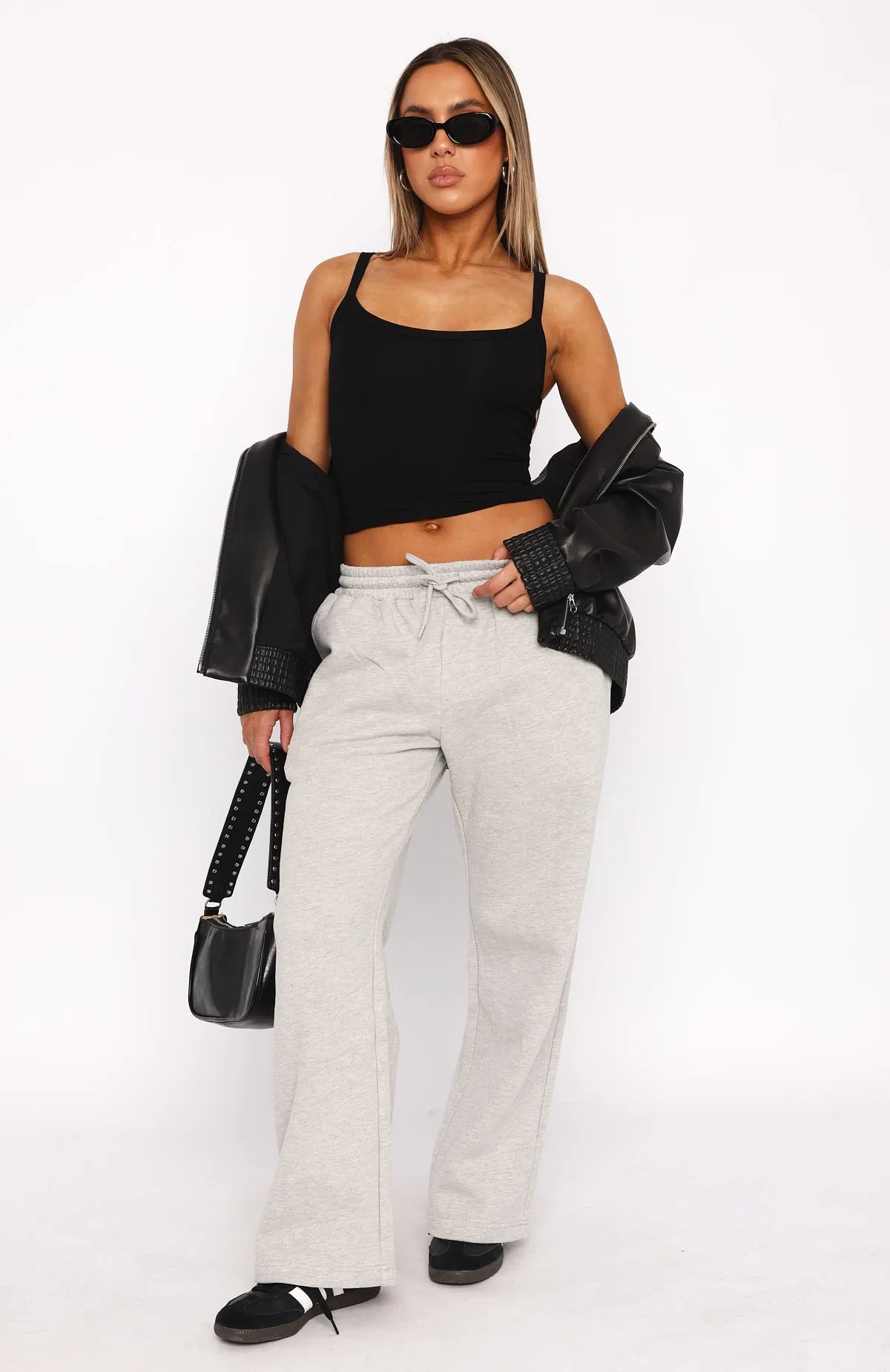 Stick With Me Wide Leg Sweatpants Grey Marle sold by White Fox Boutique product image thumbnail 2
