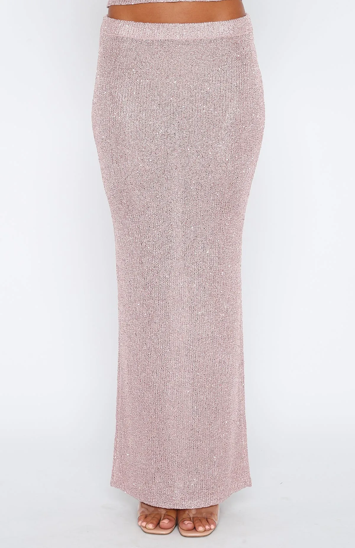 Star Shining Sequin Knit Maxi Skirt Pink sold by White Fox Boutique product image thumbnail 2
