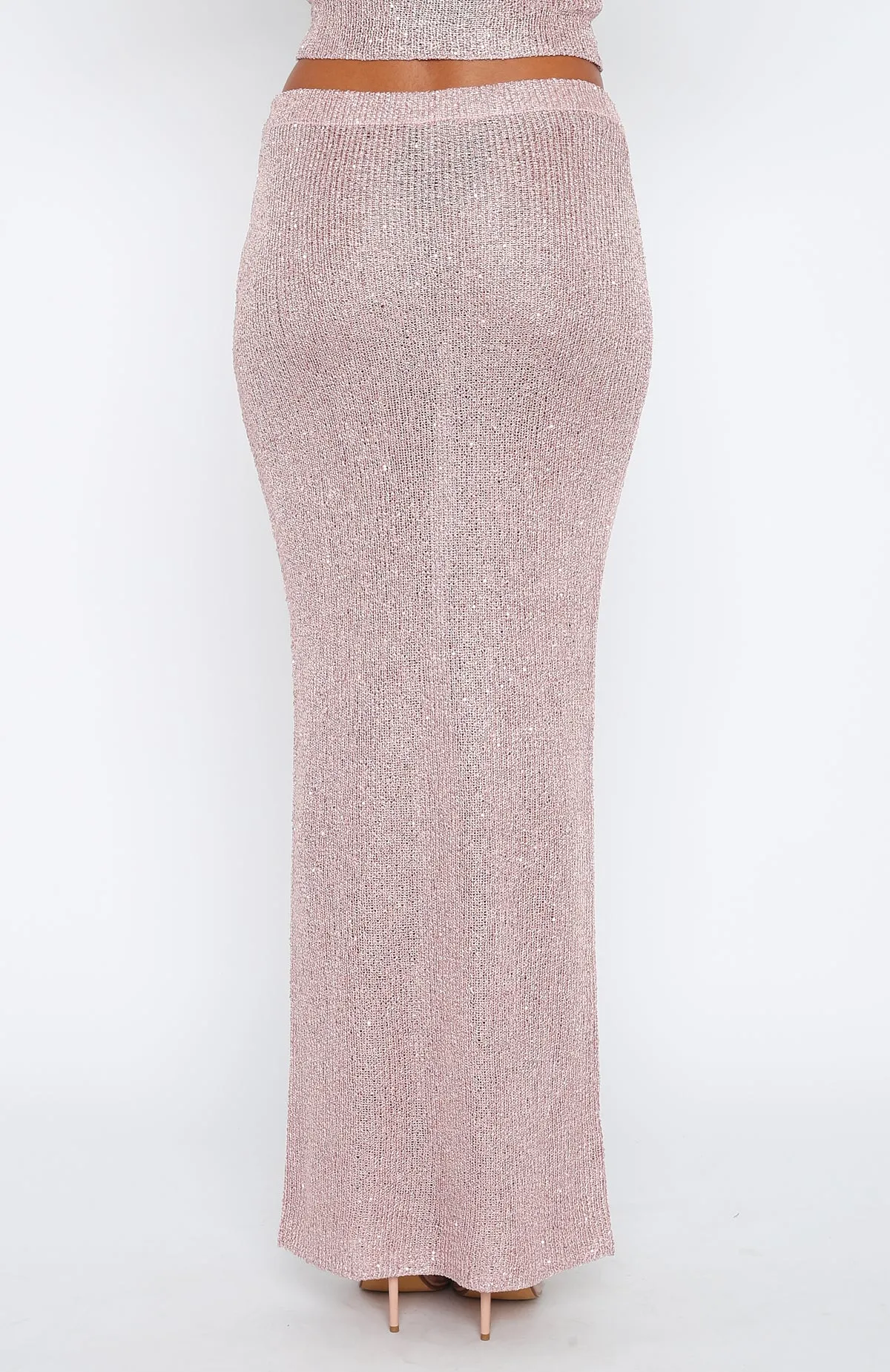 Star Shining Sequin Knit Maxi Skirt Pink sold by White Fox Boutique product image thumbnail 4