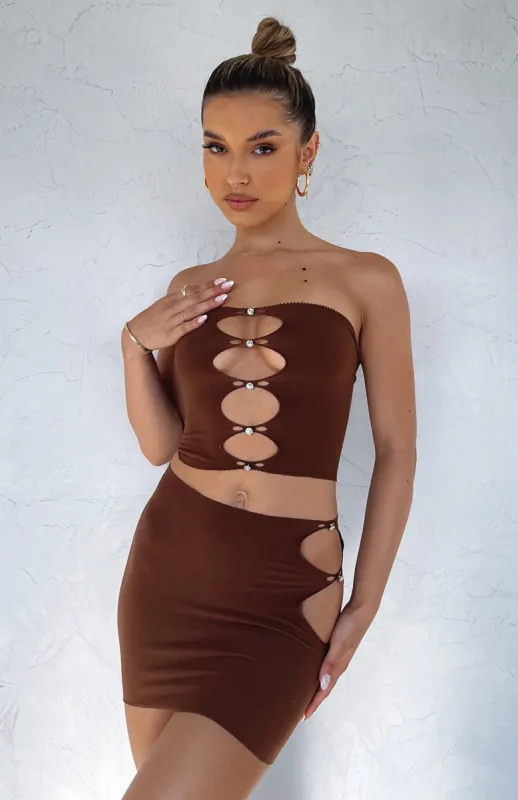 Built Like This Mini Skirt Chocolate sold by White Fox Boutique