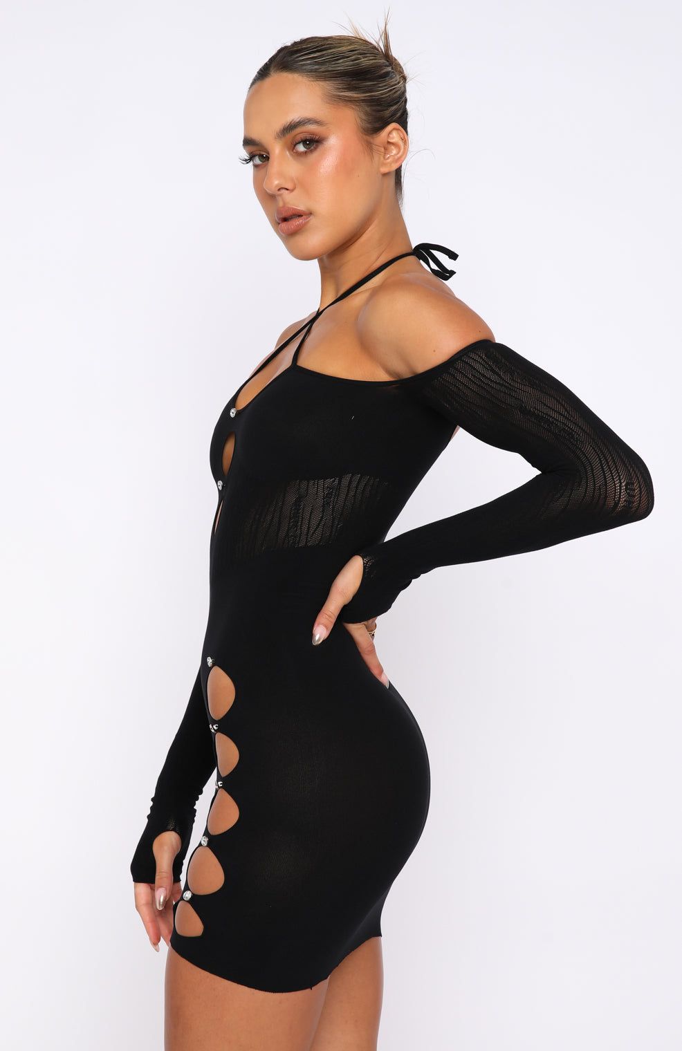 Keep On Looking Long Sleeve Mini Dress Black sold by White Fox Boutique product image thumbnail 3