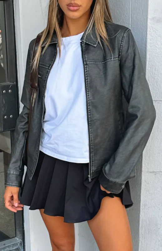 Rebel Heart PU Jacket Black sold by White Fox Boutique