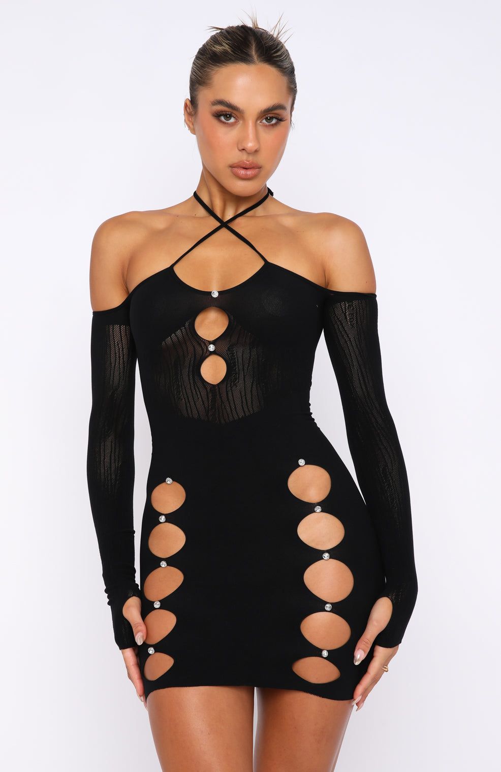 Keep On Looking Long Sleeve Mini Dress Black sold by White Fox Boutique product image thumbnail 2