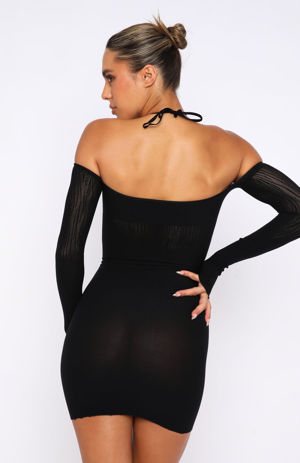 Keep On Looking Long Sleeve Mini Dress Black sold by White Fox Boutique product image thumbnail 4