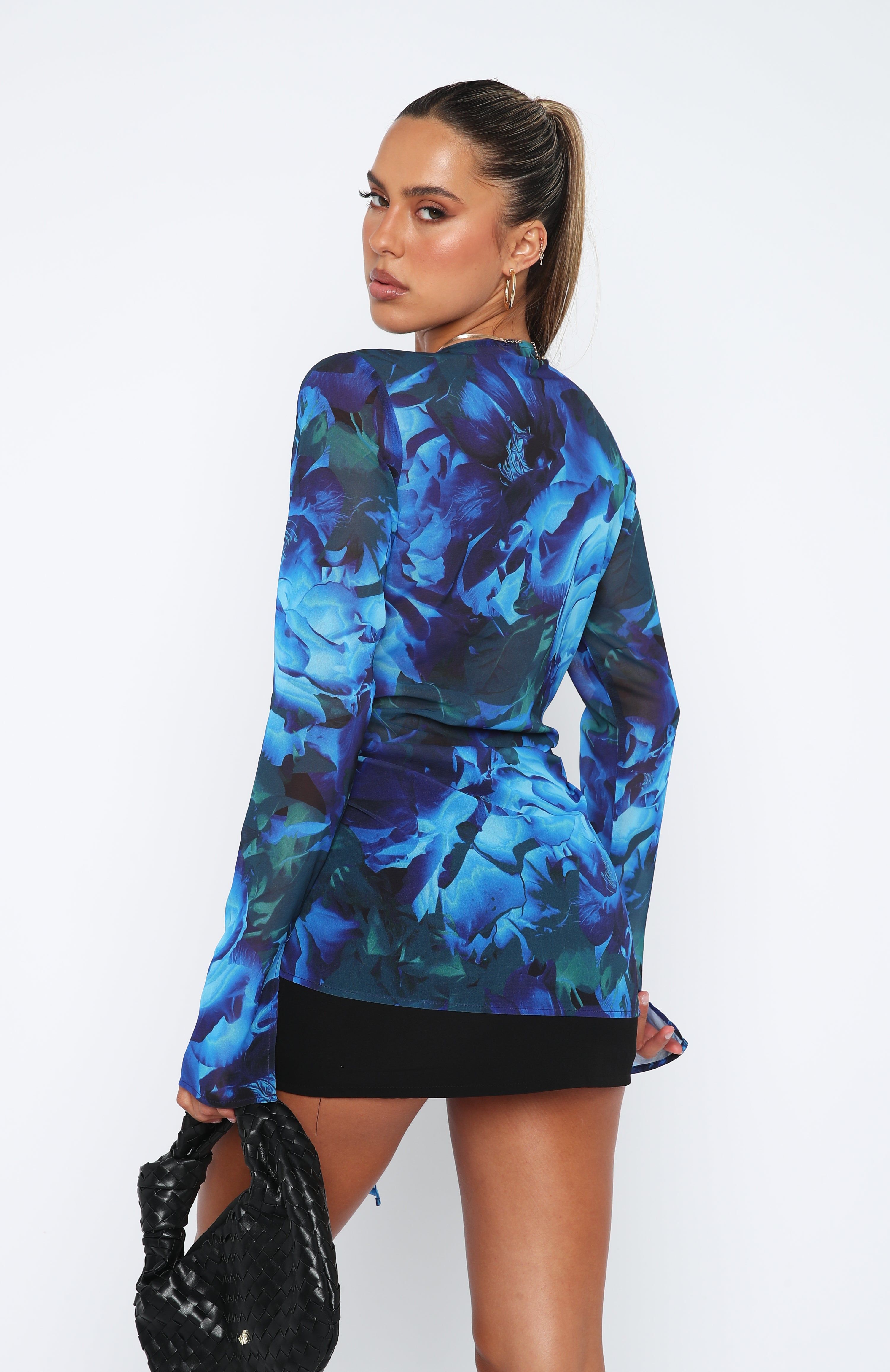 Admire Me Tie Front Long Sleeve Top Luminescent Floral sold by White Fox Boutique product image thumbnail 4