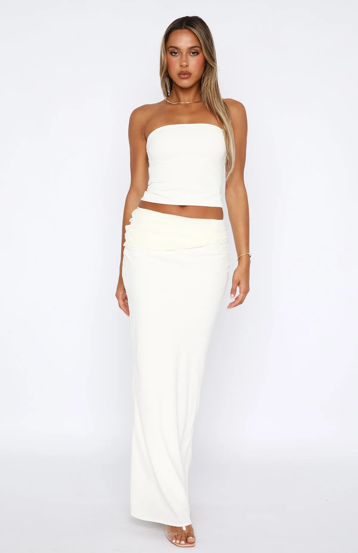Nightingale Maxi Skirt Cream sold by White Fox Boutique product image thumbnail 2