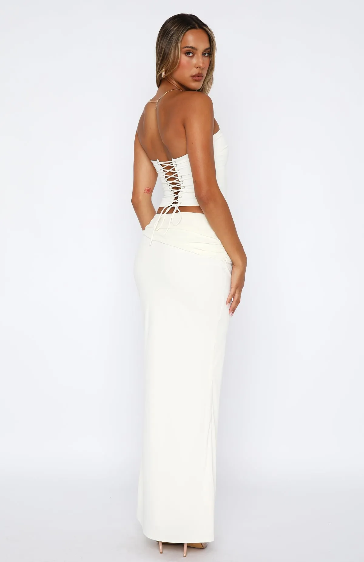 Nightingale Maxi Skirt Cream sold by White Fox Boutique product image thumbnail 4