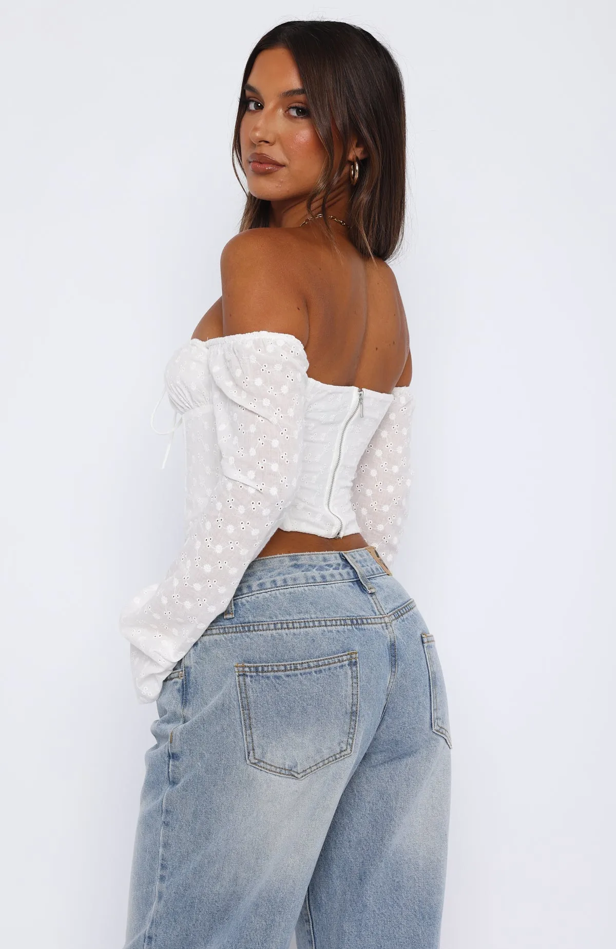 Keep Going Up Long Sleeve Bustier Off White sold by White Fox Boutique product image thumbnail 4