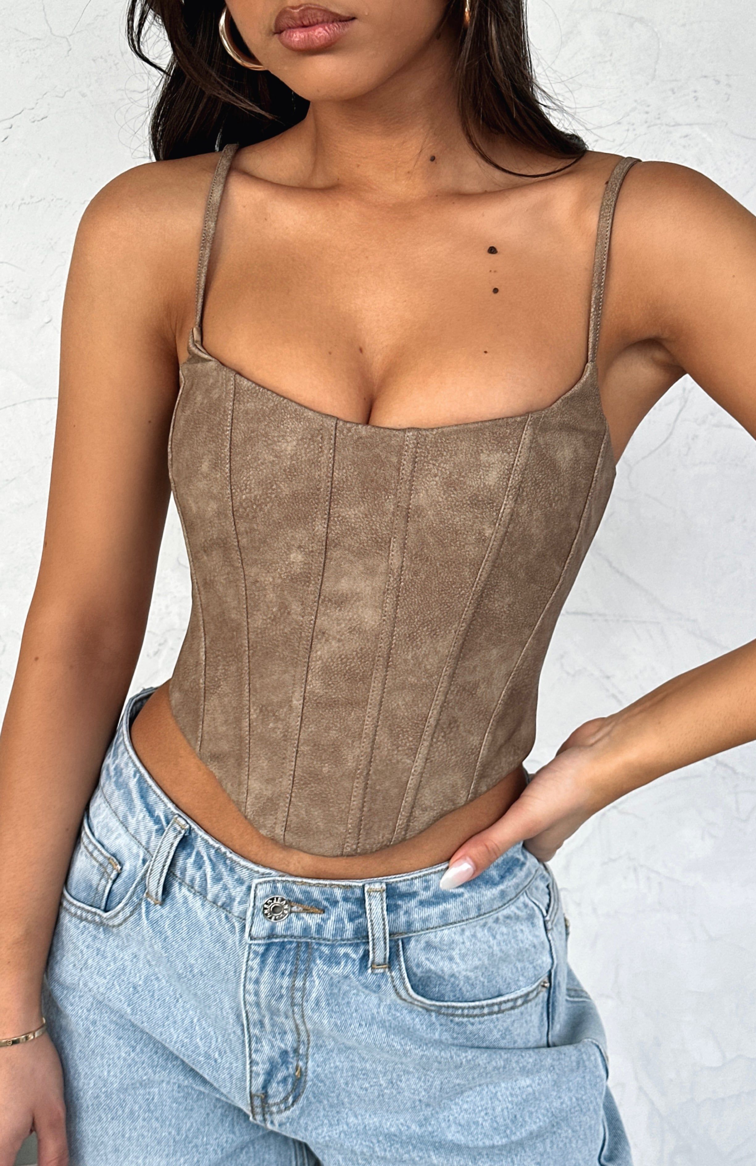 Wonderwall Bustier Chocolate sold by White Fox Boutique