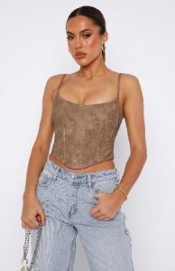 Wonderwall Bustier Chocolate sold by White Fox Boutique