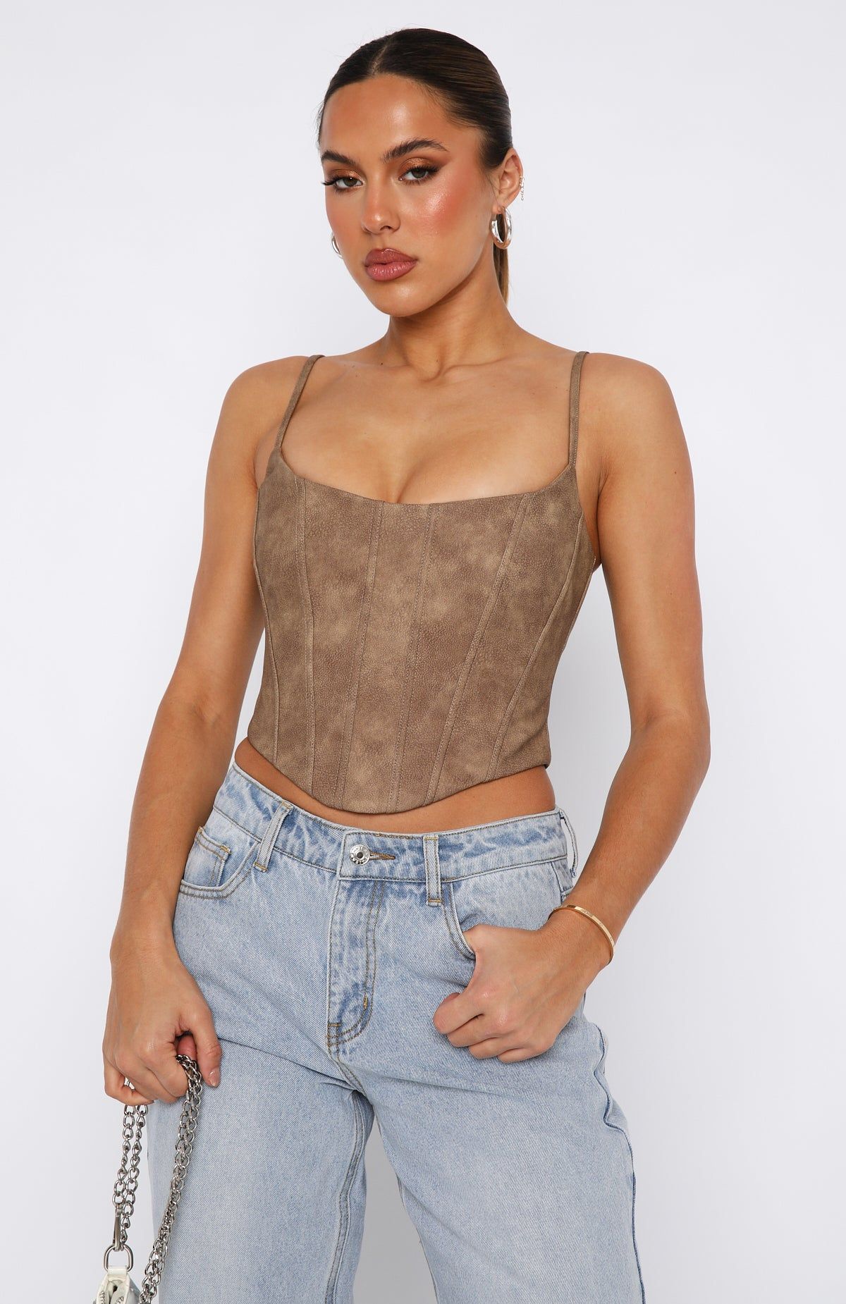 Wonderwall Bustier Chocolate sold by White Fox Boutique product image thumbnail 2