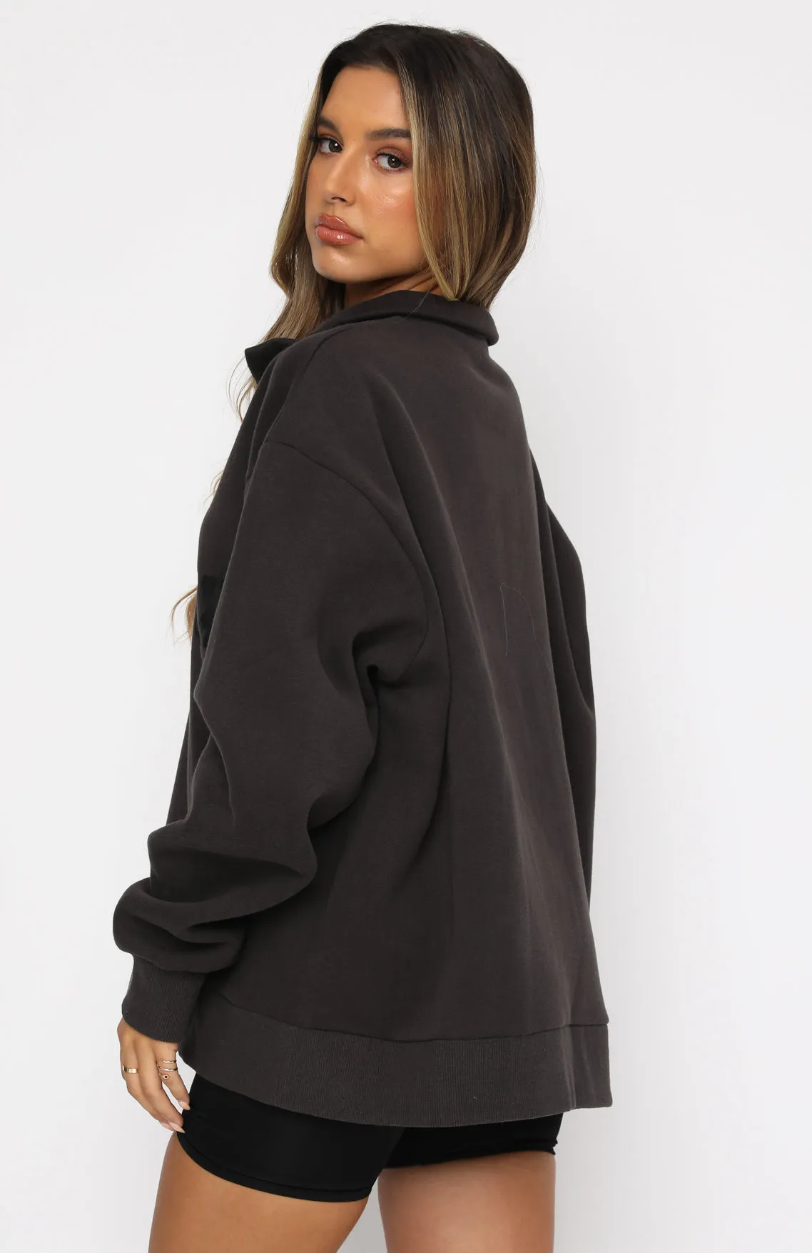 High Standard Zip Front Sweater Shadow sold by White Fox Boutique product image thumbnail 4