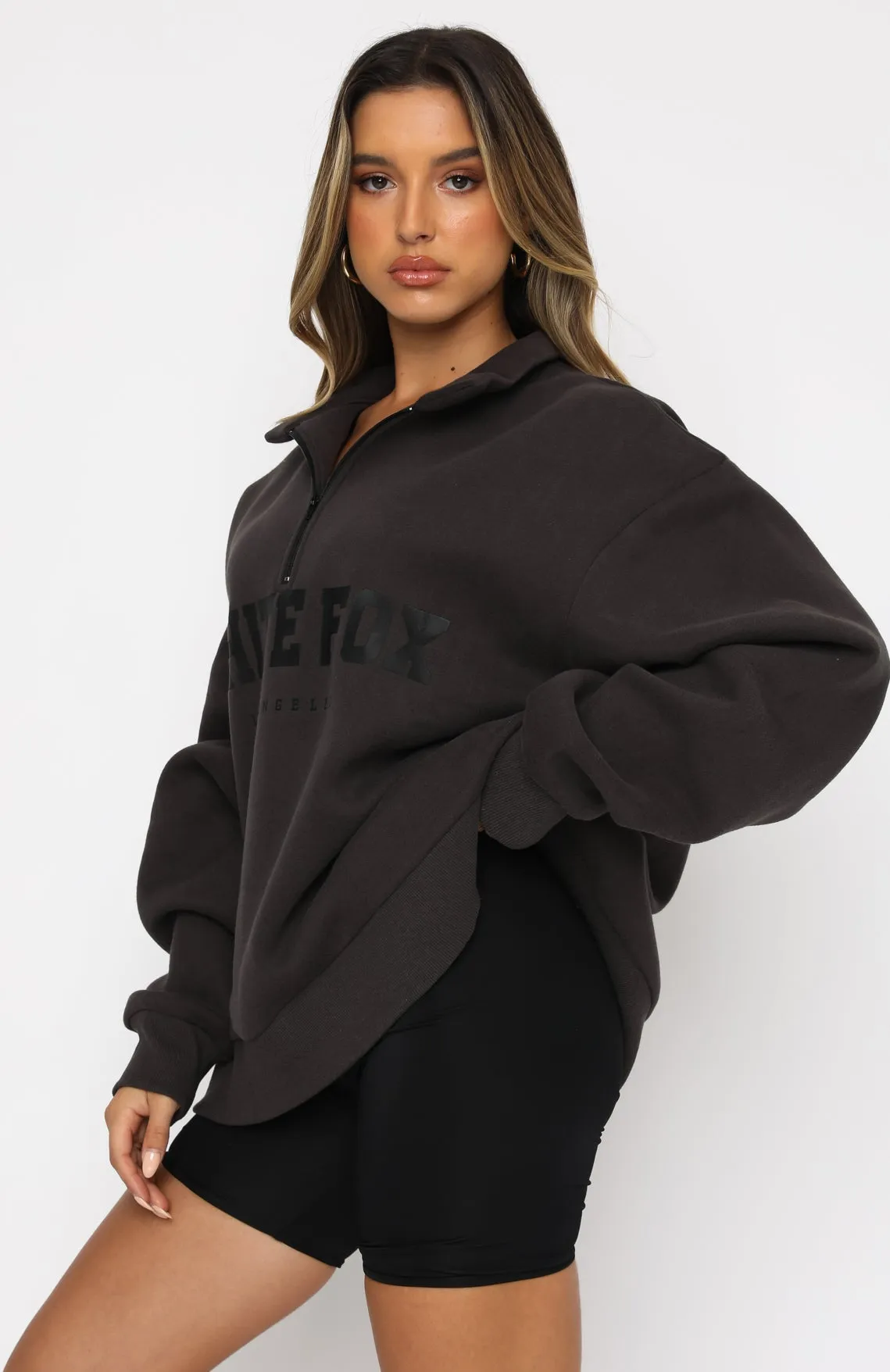 High Standard Zip Front Sweater Shadow sold by White Fox Boutique product image thumbnail 3