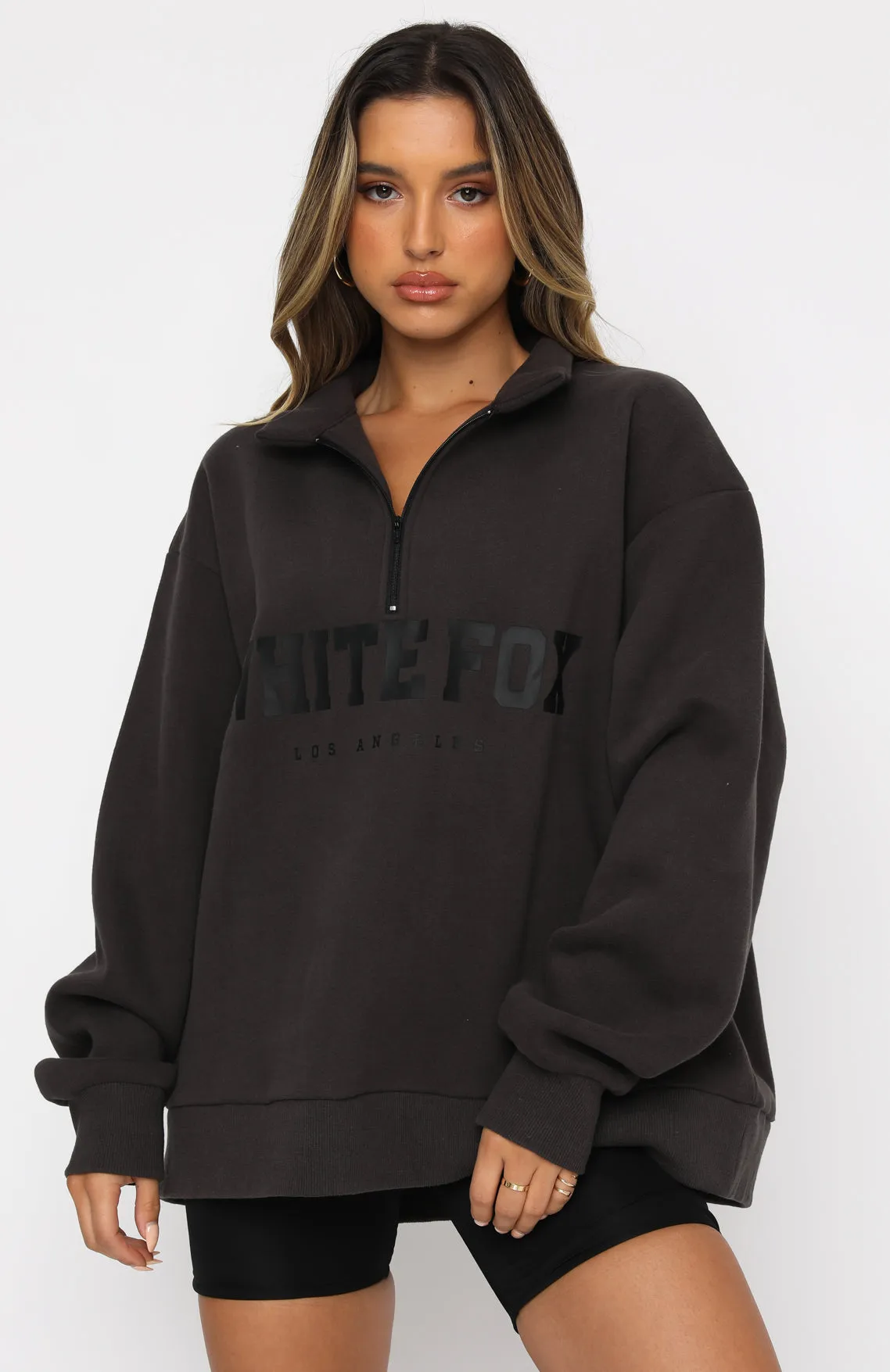 High Standard Zip Front Sweater Shadow sold by White Fox Boutique product image thumbnail 2