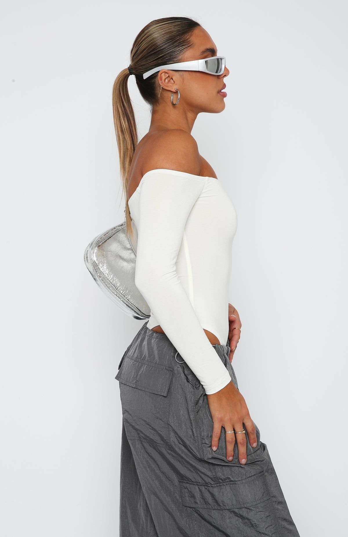 Lose My Mind Long Sleeve Bodysuit White sold by White Fox Boutique product image thumbnail 5