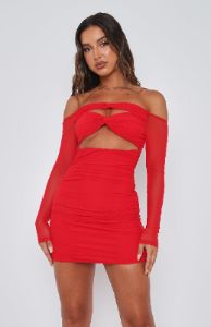 This Love Long Sleeve Mini Dress Red sold by White Fox Boutique