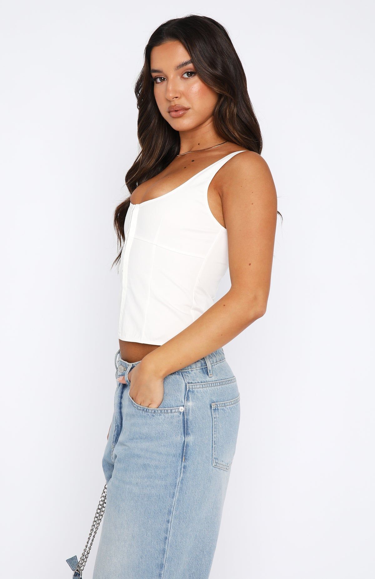Only Forever Crop Top White sold by White Fox Boutique product image thumbnail 3
