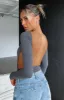 You've Got The Love Long Sleeve Bodysuit Charcoal sold by White Fox Boutique