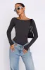 You've Got The Love Long Sleeve Bodysuit Charcoal sold by White Fox Boutique