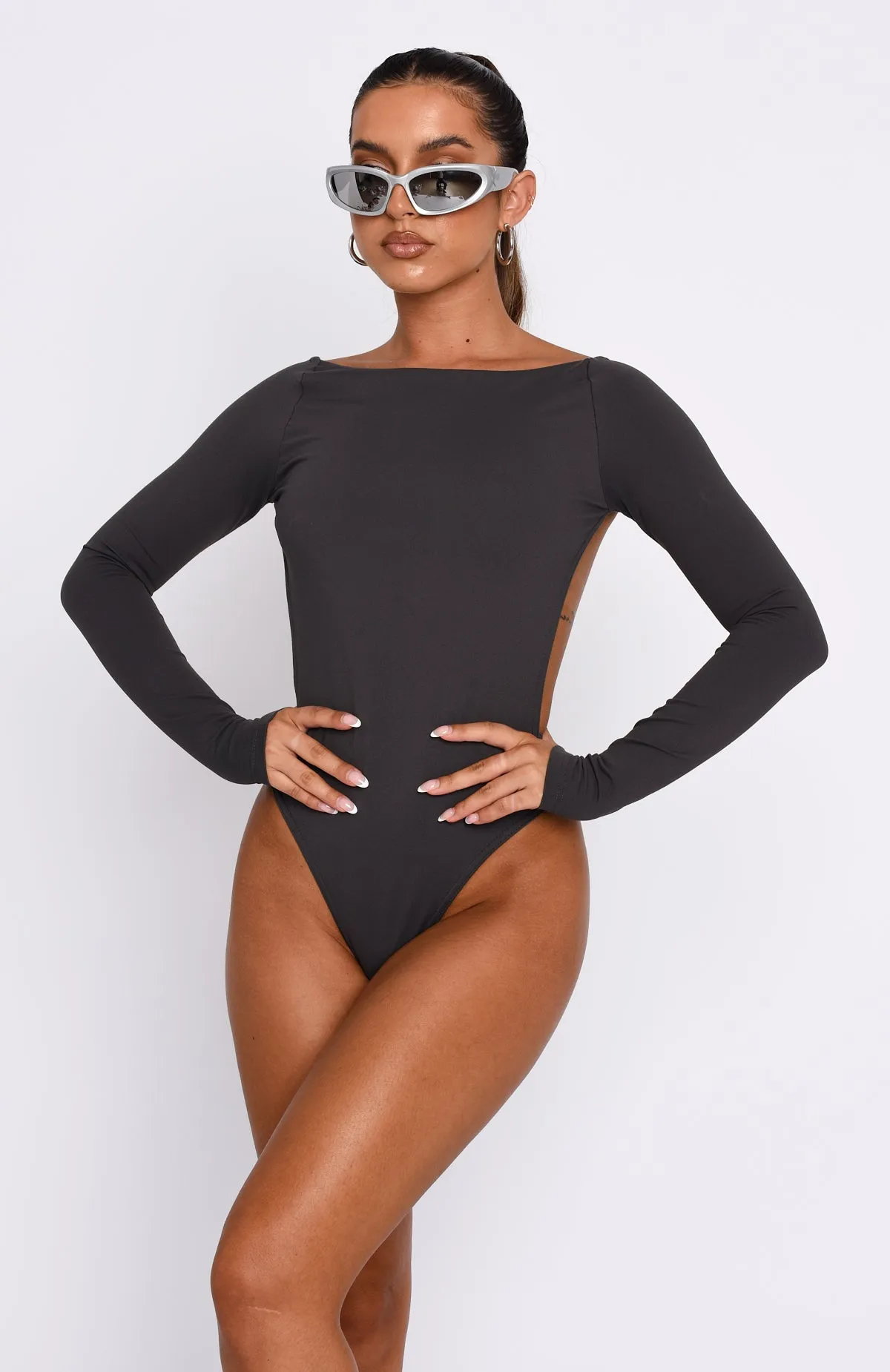 You've Got The Love Long Sleeve Bodysuit Charcoal sold by White Fox Boutique product image thumbnail 2