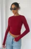 Only For Tonight Long Sleeve Top Wine sold by White Fox Boutique