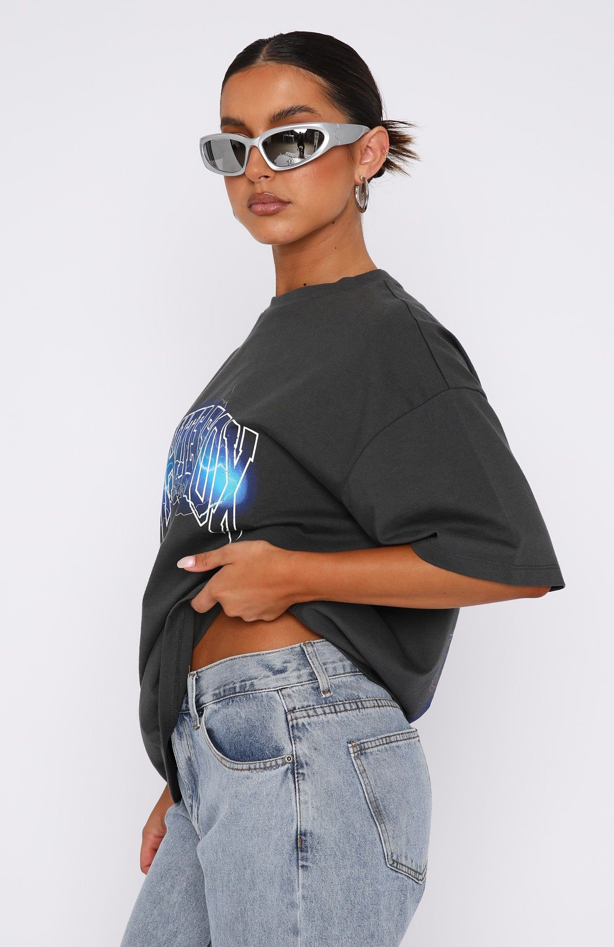 Step It Up Oversized Tee Charcoal sold by White Fox Boutique product image thumbnail 3