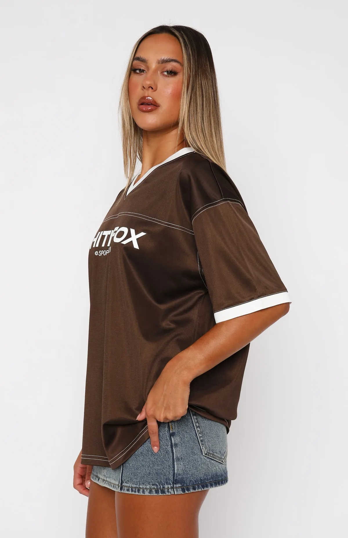 Leaving Messages Oversized Jersey Chocolate sold by White Fox Boutique product image thumbnail 3