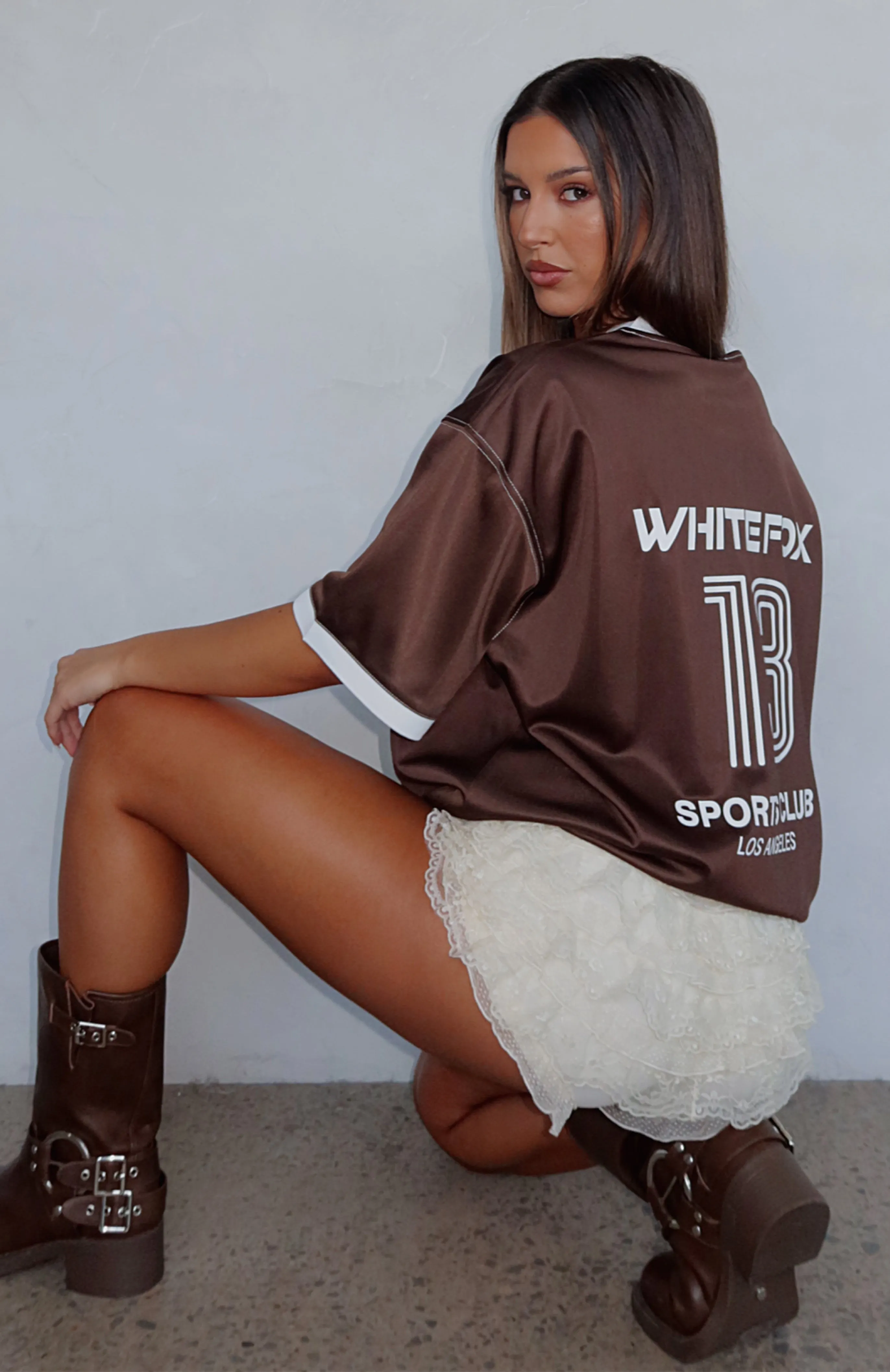Leaving Messages Oversized Jersey Chocolate sold by White Fox Boutique