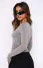Only For Tonight Long Sleeve Top Grey Mist sold by White Fox Boutique