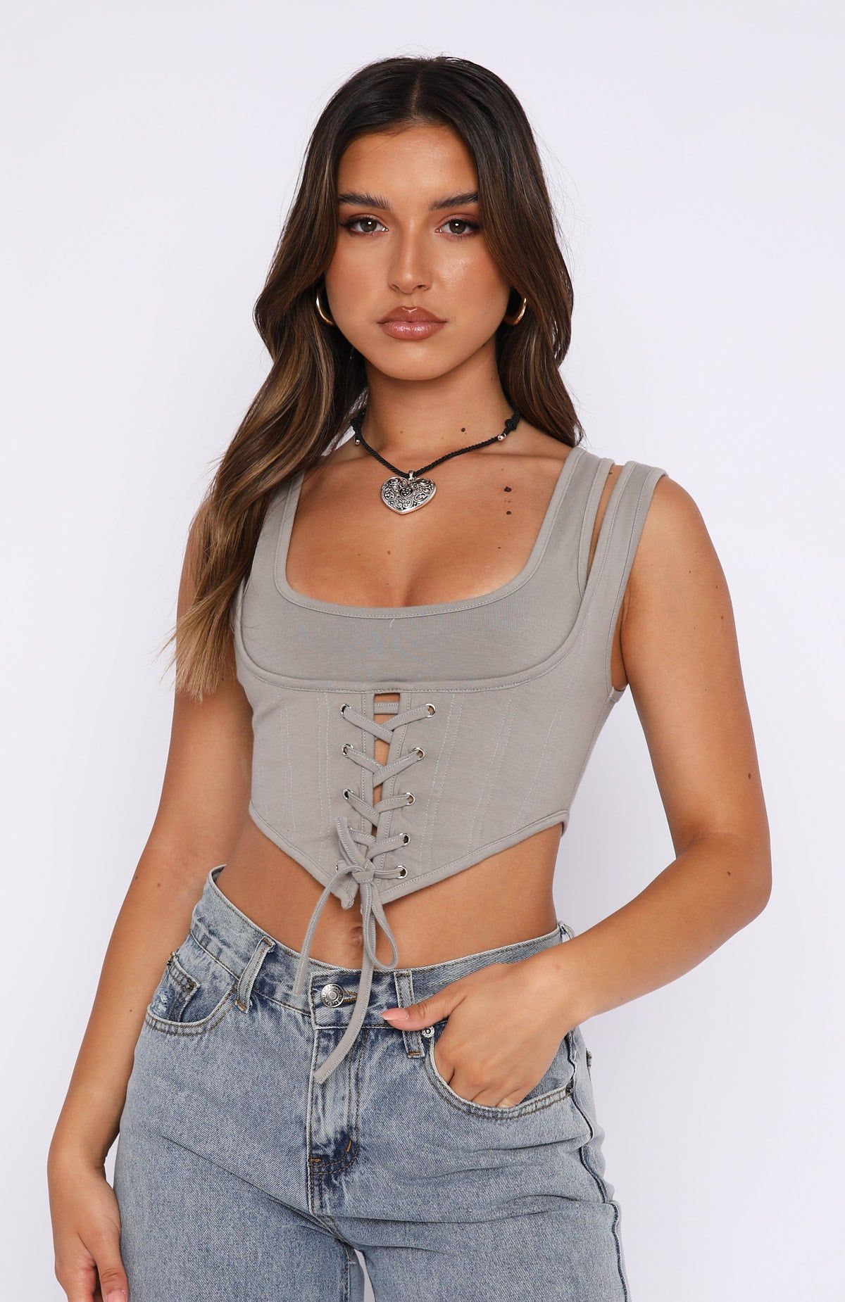 In Two Minds Crop Mushroom sold by White Fox Boutique product image thumbnail 2