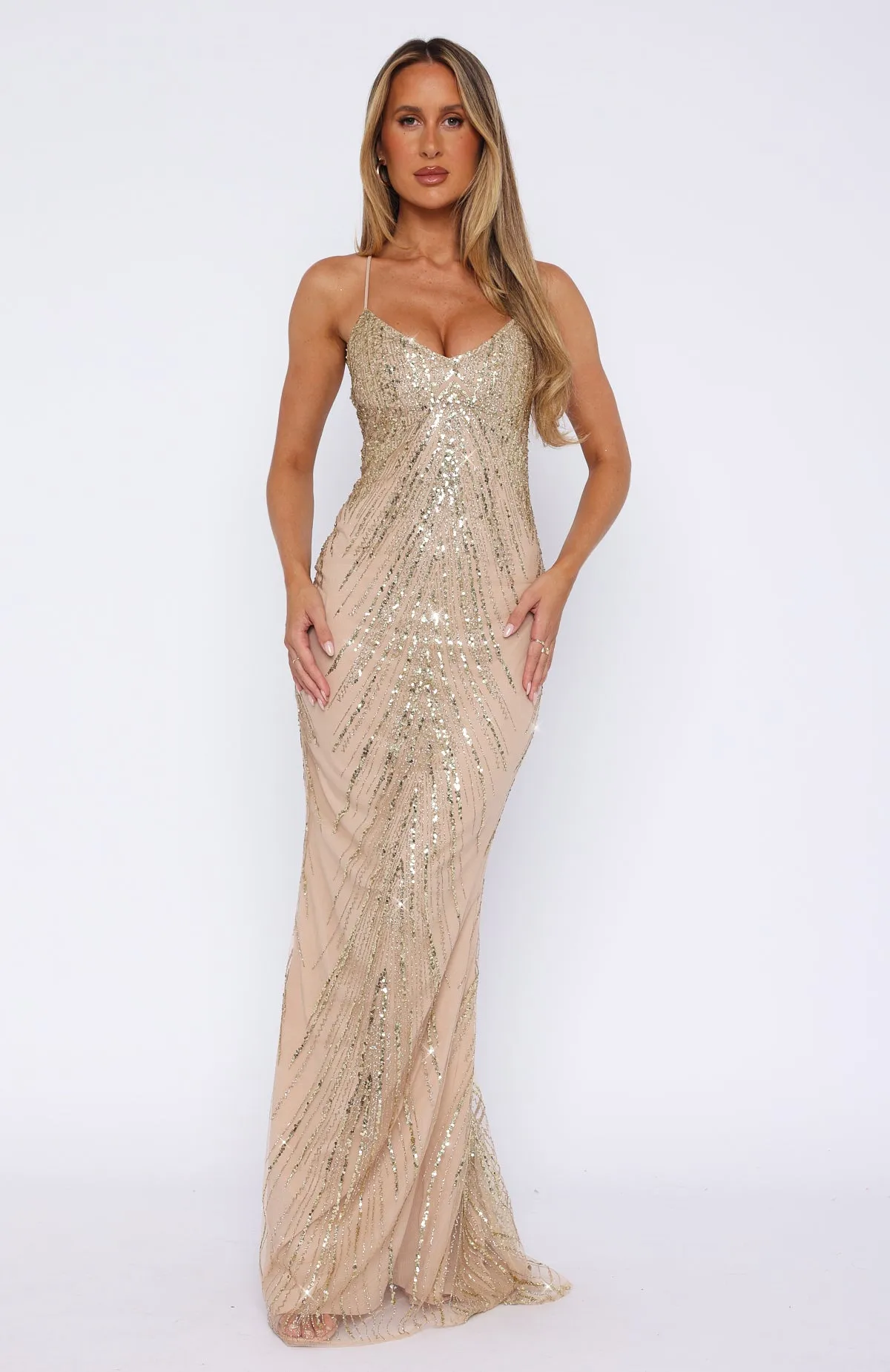 Reaching Out Maxi Dress Gold sold by White Fox Boutique product image thumbnail 2
