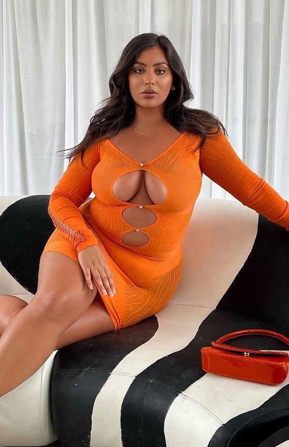 One Of A Kind Long Sleeve Mini Dress Orange sold by White Fox Boutique