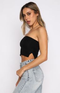 Take That Break Strapless Crop Black sold by White Fox Boutique