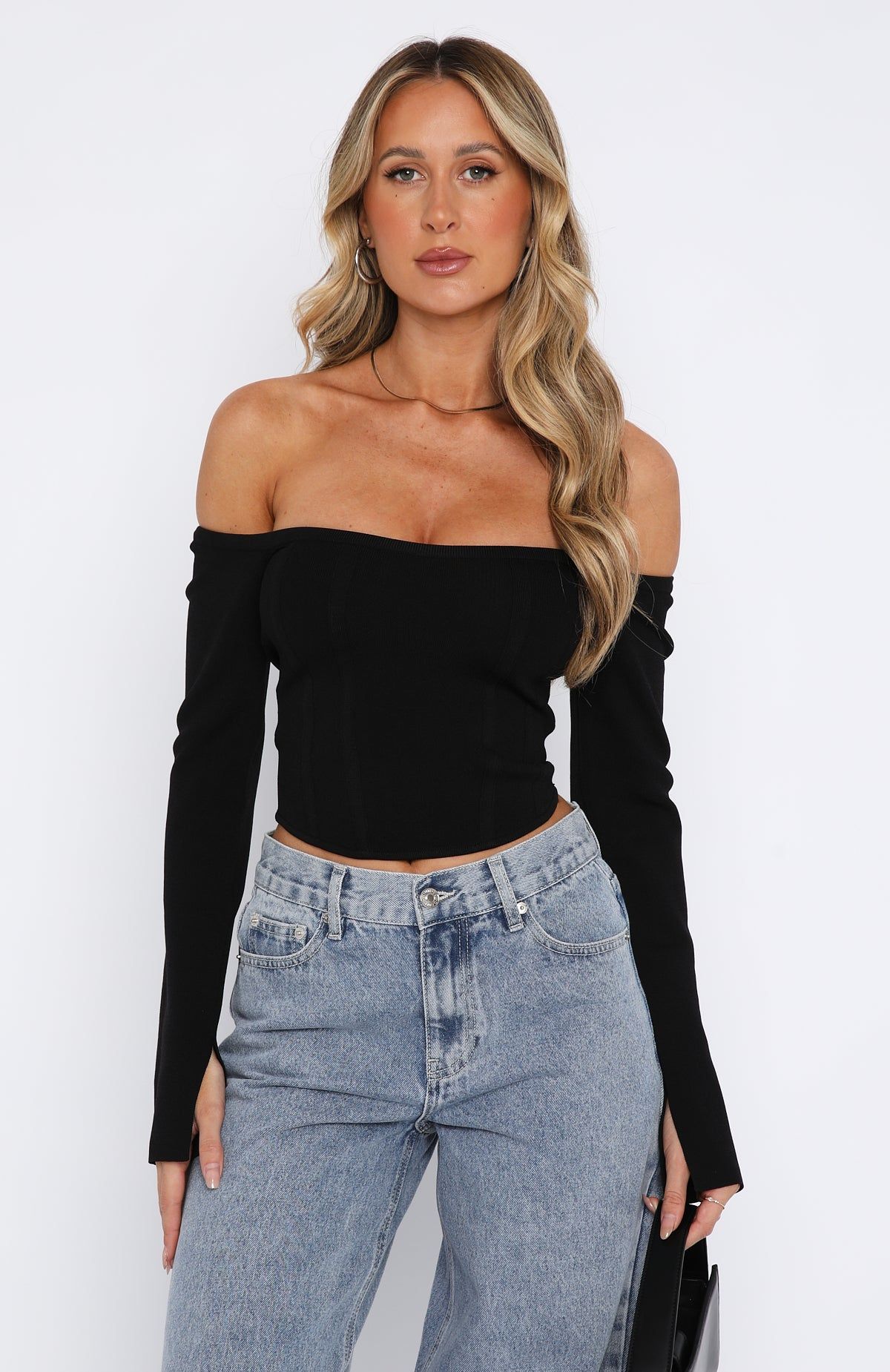 It's Just Us Long Sleeve Top Black sold by White Fox Boutique product image thumbnail 2