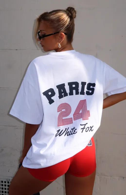 Team Paris Oversized Tee White sold by White Fox Boutique