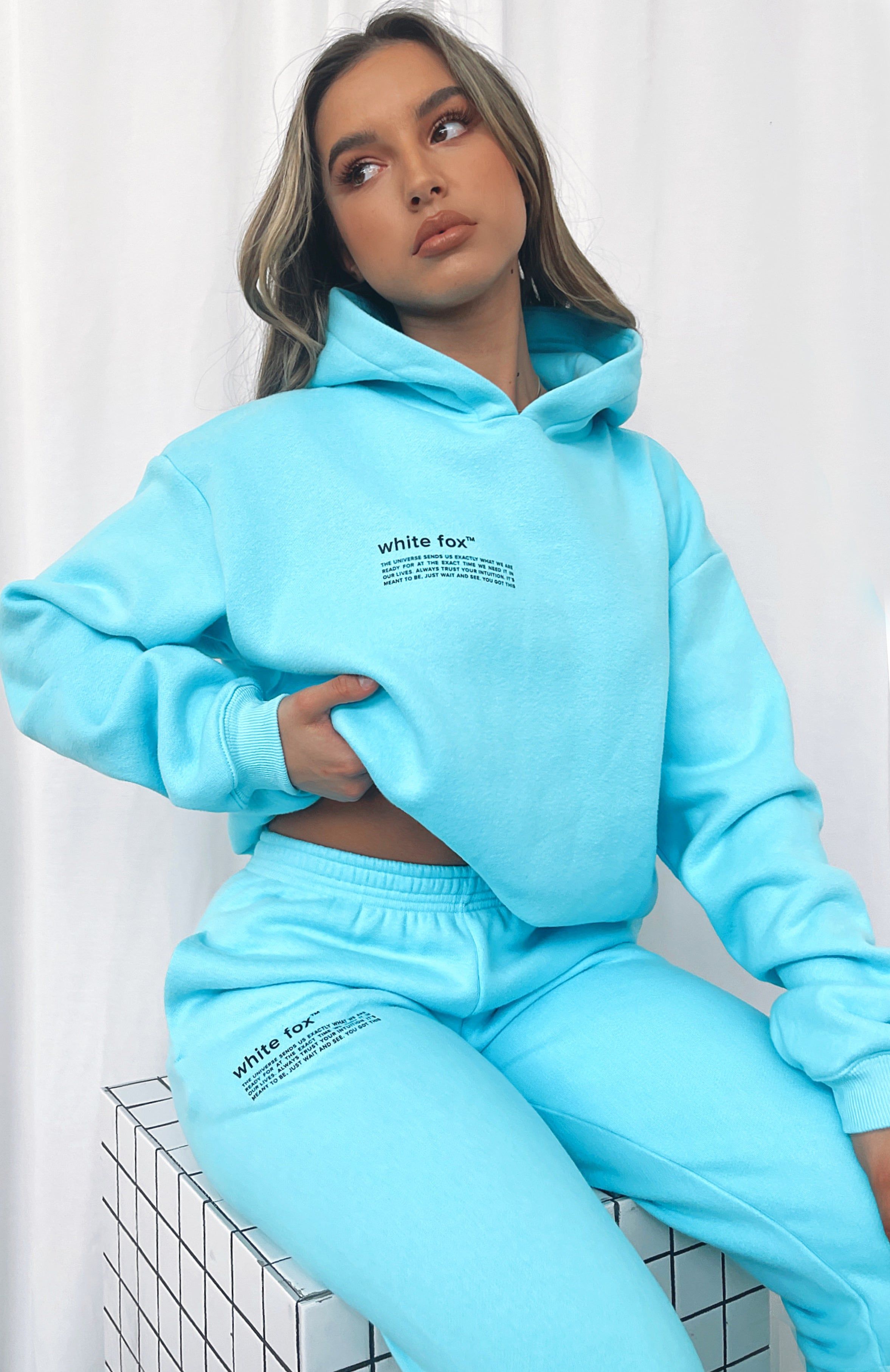 She's A Baddie Hoodie Arctic Blue sold by White Fox Boutique
