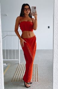 Look Here Maxi Skirt Rust sold by White Fox Boutique