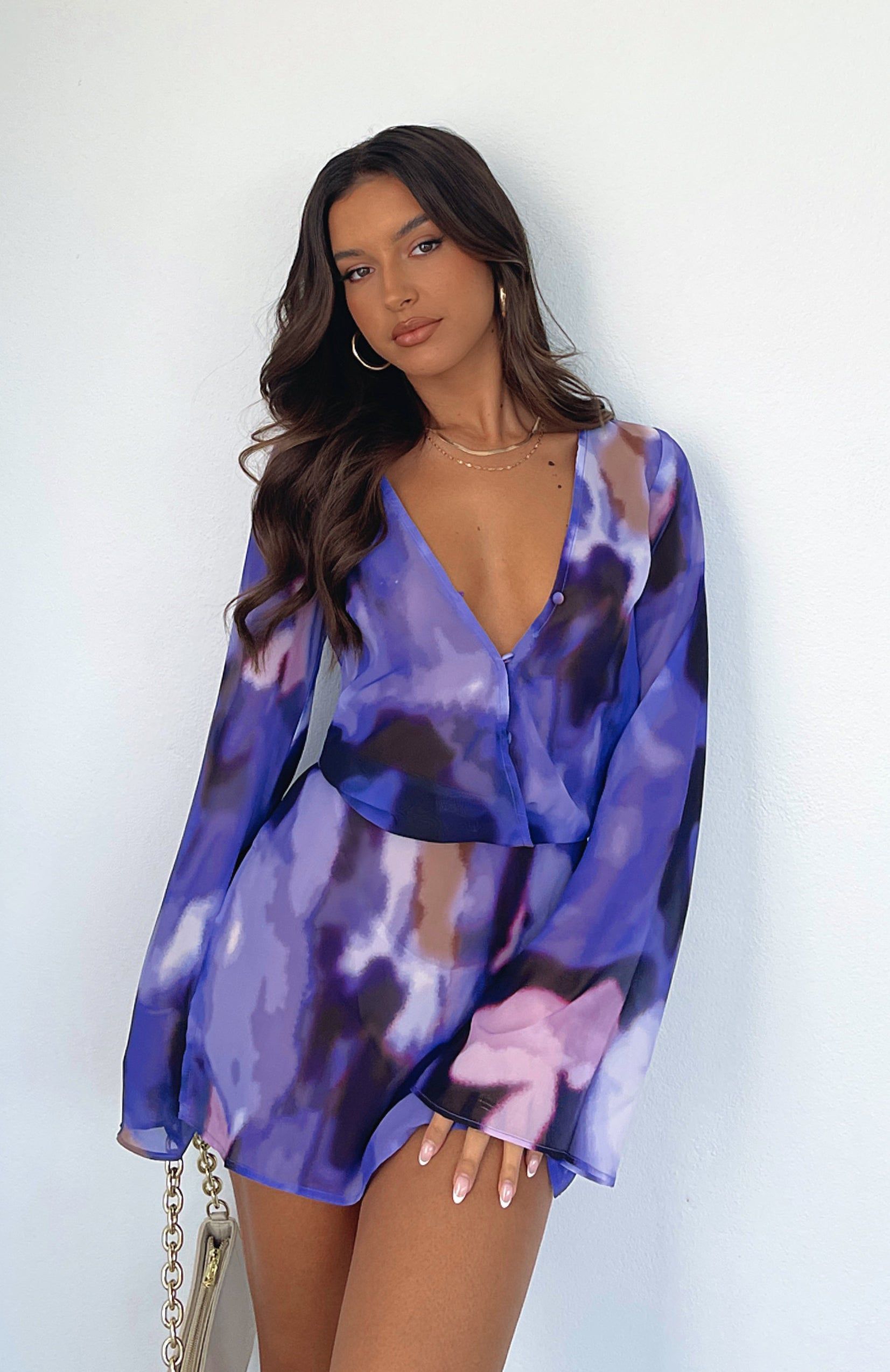 All We Wanted Long Sleeve Mini Dress Violet Blur sold by White Fox Boutique