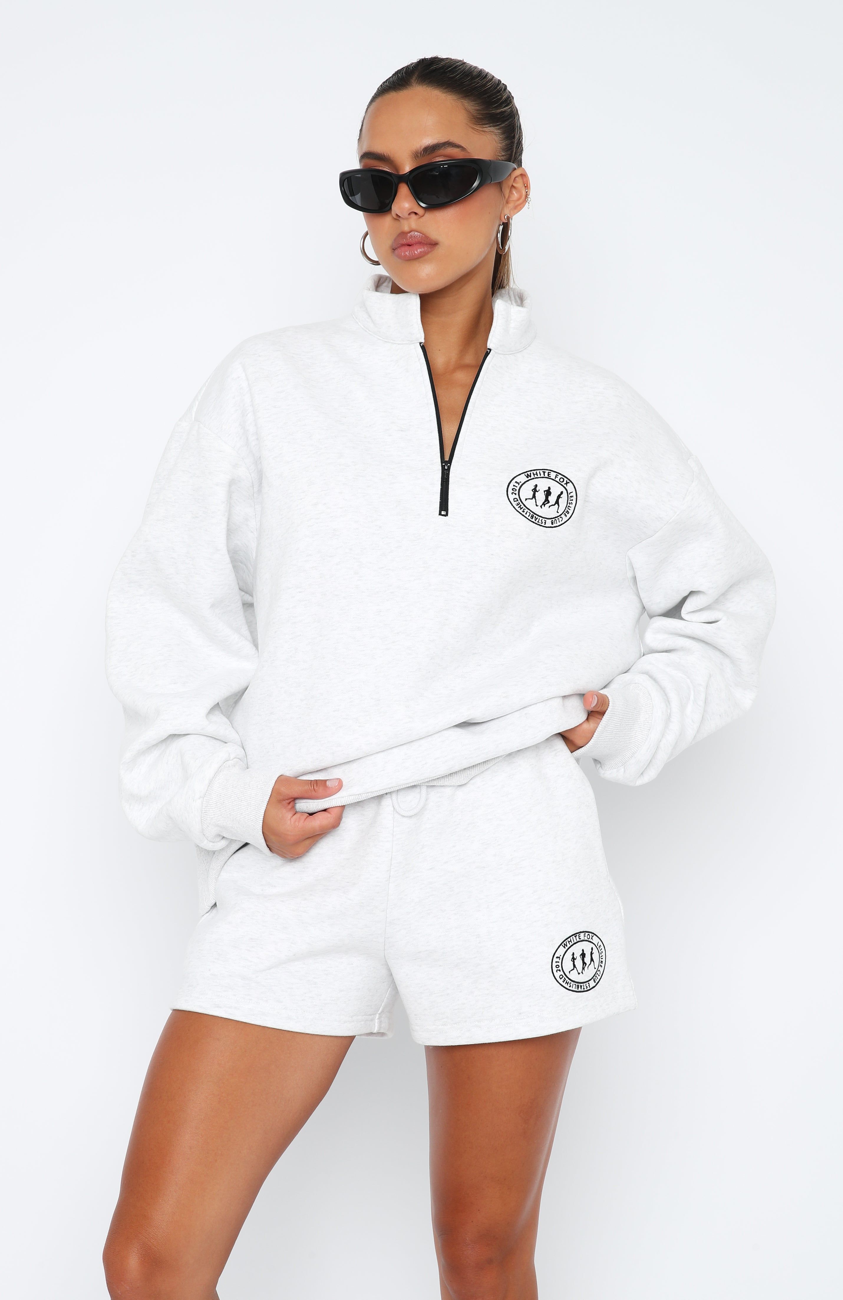 Part Of The Story Zip Front Sweater Grey Marle sold by White Fox Boutique product image thumbnail 2