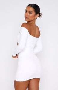 With You Long Sleeve Mini Dress White sold by White Fox Boutique